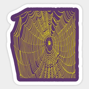 Artistic Halloween Spider Web Cobweb Doodle In Yellow Sticker